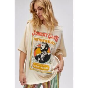 DAYDREAMER NWOT Johnny Cash Live In Concert Tee One Size OS Yellow Folsom Prison
